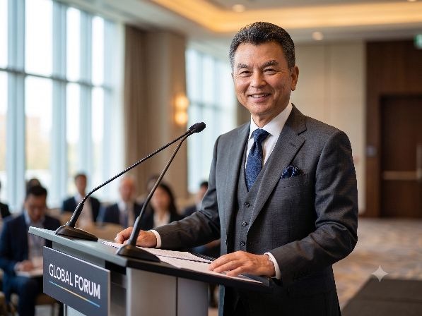 Colin Yoon, President and CEO of Asia Global Links, speaking at the Global Forum